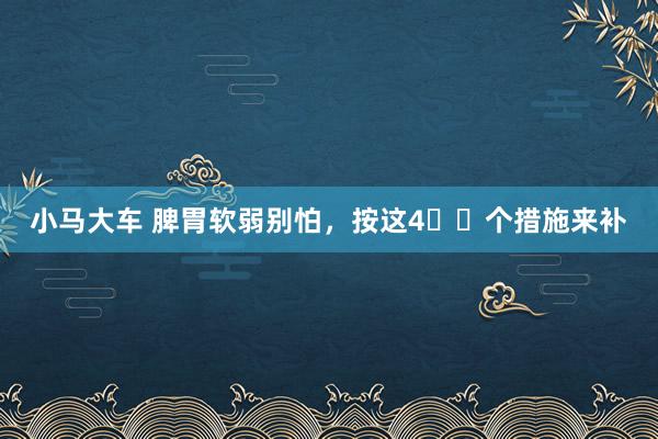 小马大车 脾胃软弱别怕,按这4️⃣个措施来补