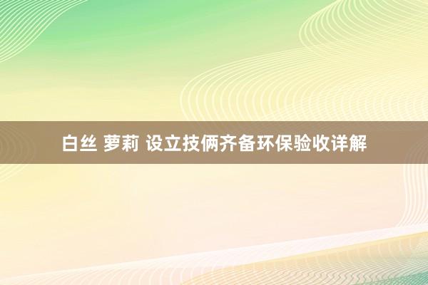 白丝 萝莉 设立技俩齐备环保验收详解